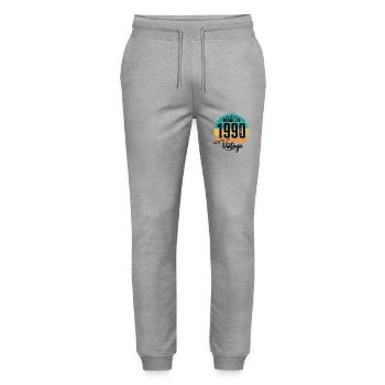 Millésime Fabriqué en 1990 Année de naissance 1990 Anniversaire - Pantalon de jogging bio MOVER Stanley/Stella unisexe - gris chiné - Devant - Marisol (170cm) & Nik (191cm)