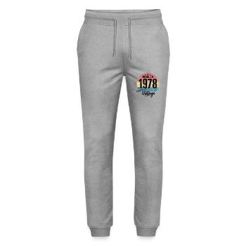 Vintage Made in 1978 Year of birth 1978 Birthday - Stanley/Stella Mover Unisex Organic Jogging Trousers - heather grey - Front - Marisol (170cm) & Nik (191cm)
