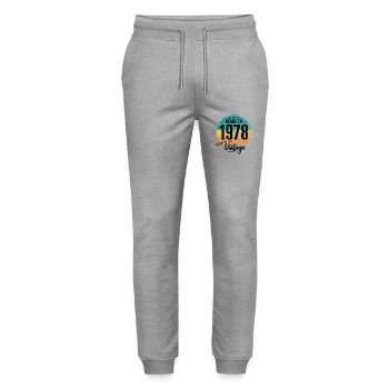Vintage Fabriqué en 1978 Année de naissance 1978 Anniversaire - Pantalon de jogging bio MOVER Stanley/Stella unisexe - gris chiné - Devant - Marisol (170cm) & Nik (191cm)