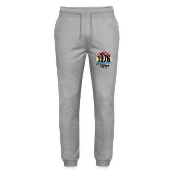 Vintage Made in 1976 Year of birth 1976 Birthday - Stanley/Stella Mover Unisex Organic Jogging Trousers - heather grey - Front - Marisol (170cm) & Nik (191cm)