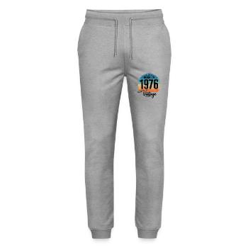 Vintage Made in 1976 Year of birth 1976 Birthday - Stanley/Stella Mover Unisex Organic Jogging Trousers - heather grey - Front - Marisol (170cm) & Nik (191cm)