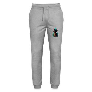 EDM Music Rave Festival Pineapple Techno - Stanley/Stella Mover Unisex Organic Jogging Trousers - heather grey - Front - Marisol (170cm) & Nik (191cm)