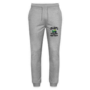 Né pour conduire des tracteurs avec mon papa - Pantalon de jogging bio MOVER Stanley/Stella unisexe - gris chiné - Devant - Marisol (170cm) & Nik (191cm)