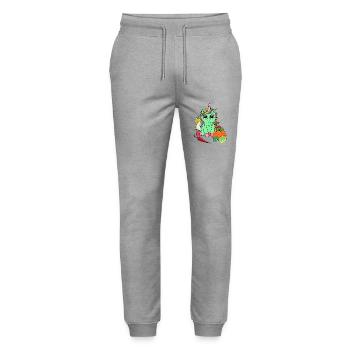 Bio Öko Einhorn Vitamine Gemüse Genuss Gärtnern - Stanley/Stella Unisex Bio Jogginghose Mover  - Grau meliert - Vorne - Marisol (170cm) & Nik (191cm)