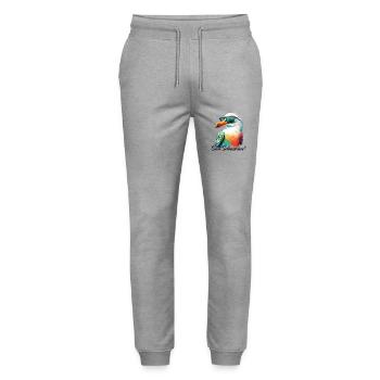 San Sebastian holiday colorful seagull with sunglasses - Stanley/Stella Mover Unisex Organic Jogging Trousers - heather grey - Front - Marisol (170cm) & Nik (191cm)