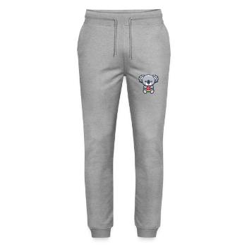 süßer Koala isst rote WaSSERMELONE - Stanley/Stella Unisex Bio Jogginghose Mover  - Grau meliert - Vorne - Marisol (170cm) & Nik (191cm)