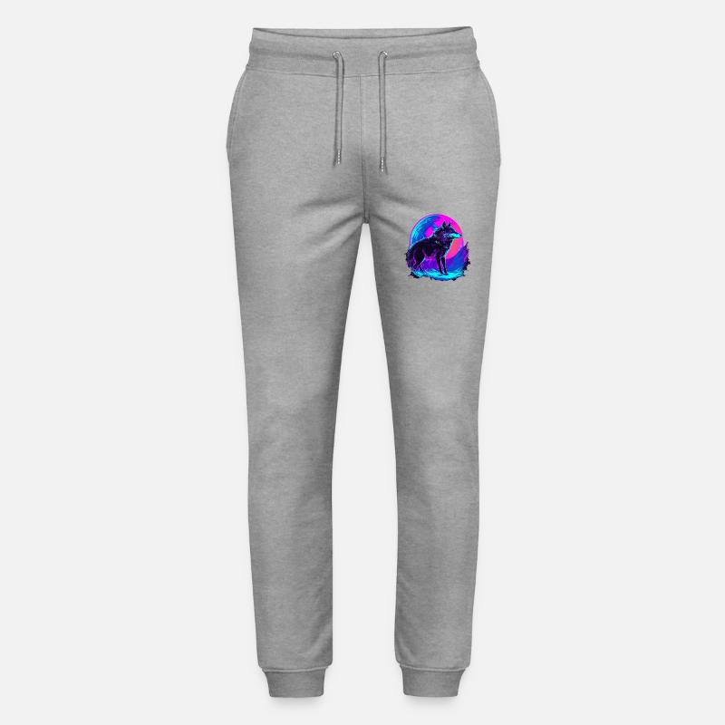 Colorful Wolf Neon Moon Synthwave - Stanley/Stella Unisex Bio Jogginghose Mover  - Grau meliert