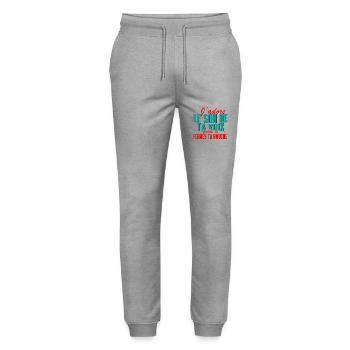 J'adore le son de ta voix quand tu fermes ta - Pantalon de jogging bio MOVER Stanley/Stella unisexe - gris chiné - Devant - Marisol (170cm) & Nik (191cm)