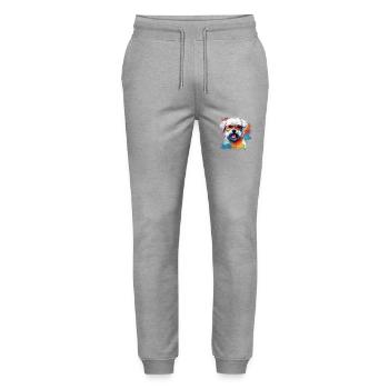 Malteser Hund Hunderasse - Stanley/Stella Unisex Bio Jogginghose Mover  - Grau meliert - Vorne - Marisol (170cm) & Nik (191cm)