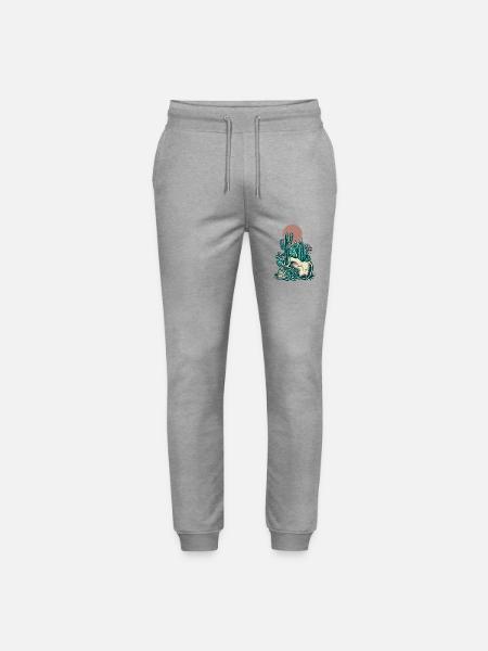 Skull with cactus - Stanley/Stella Mover Unisex Organic Jogging Trousers - heather grey