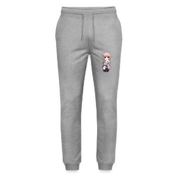 Anime Cats Kawaii Teen Otaku Girl With Cat - Stanley/Stella Mover Unisex Organic Jogging Trousers - heather grey - Front - Marisol (170cm) & Nik (191cm)