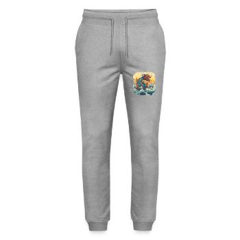 Asiatisch Drache Anime Japanisch Meer Wellen - Stanley/Stella Unisex Bio Jogginghose Mover  - Grau meliert - Vorne - Marisol (170cm) & Nik (191cm)