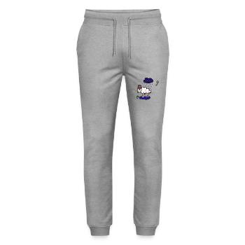 Bad weather: sheep, rain cloud, rain, mutton - Stanley/Stella Mover Unisex Organic Jogging Trousers - heather grey - Front - Marisol (170cm) & Nik (191cm)