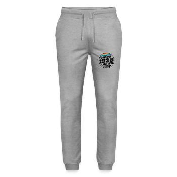 Limited Edition since 1928 Birthday Gift - Stanley/Stella Mover Unisex Organic Jogging Trousers - heather grey - Front - Marisol (170cm) & Nik (191cm)