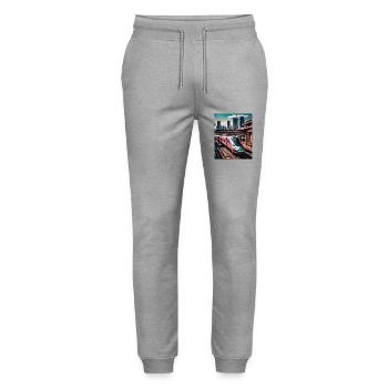 Zug Tokio Japan - Stanley/Stella Unisex Bio Jogginghose Mover  - Grau meliert - Vorne - Marisol (170cm) & Nik (191cm)