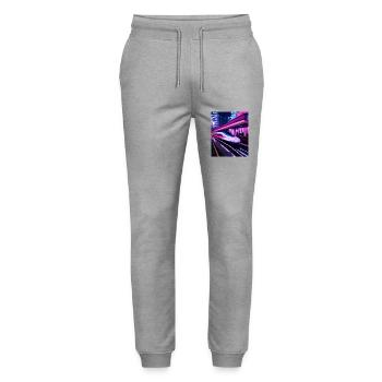 Zug Tokio Japan Nacht - Stanley/Stella Unisex Bio Jogginghose Mover  - Grau meliert - Vorne - Marisol (170cm) & Nik (191cm)
