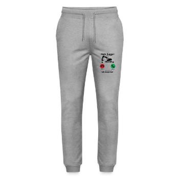 Mein bagger ruft an und ich muss gehen - Stanley/Stella Unisex Bio Jogginghose Mover  - Grau meliert - Vorne - Marisol (170cm) & Nik (191cm)