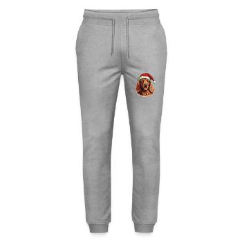 Irish Setter Dog Christmas Head - Stanley/Stella Mover Unisex Organic Jogging Trousers - heather grey - Front - Marisol (170cm) & Nik (191cm)