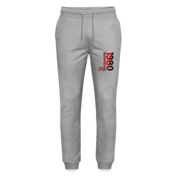 1980 Dezember Limited Edition 43. Geburtstag Deko - Stanley/Stella Unisex Bio Jogginghose Mover  - Grau meliert - Vorne - Marisol (170cm) & Nik (191cm)