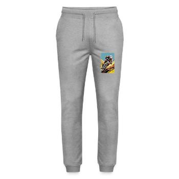 Dessin animé Pop Art : Descente en VTT - Pantalon de jogging bio MOVER Stanley/Stella unisexe - gris chiné - Devant - Marisol (170cm) & Nik (191cm)