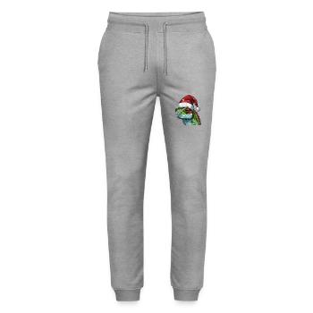 Chameleon Christmas Animal Head - Stanley/Stella Mover Unisex Organic Jogging Trousers - heather grey - Front - Marisol (170cm) & Nik (191cm)