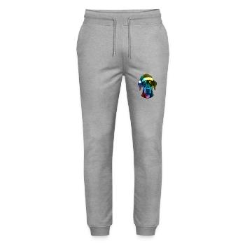 Doberman Dog Head Christmas Portrait Colorful - Stanley/Stella Mover Unisex Organic Jogging Trousers - heather grey - Front - Marisol (170cm) & Nik (191cm)