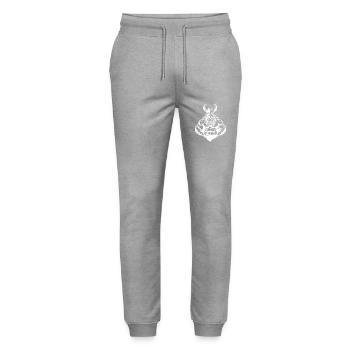 Viking Muscles Workout Fitness - Stanley/Stella Mover Unisex Organic Jogging Trousers - heather grey - Front - Marisol (170cm) & Nik (191cm)