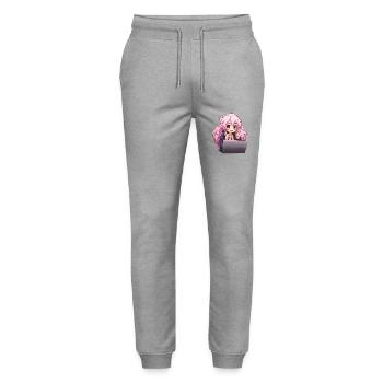 Kawaii Girl Anime and Gaming Anime Lover - Stanley/Stella Mover Unisex Organic Jogging Trousers - heather grey - Front - Marisol (170cm) & Nik (191cm)
