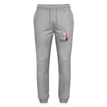 Kawaii Girl Anime and Gaming Anime Lover - Stanley/Stella Mover Unisex Organic Jogging Trousers - heather grey - Front - Marisol (170cm) & Nik (191cm)