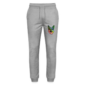 Schäferhund Hund Kopf Bunt - Stanley/Stella Unisex Bio Jogginghose Mover  - Grau meliert - Vorne - Marisol (170cm) & Nik (191cm)