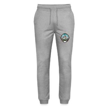 Mountains Alps Symbol Coat of Arms - Stanley/Stella Mover Unisex Organic Jogging Trousers - heather grey - Front - Marisol (170cm) & Nik (191cm)
