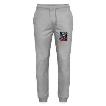 Basketball Unicorn Graffiti Splash - Stanley/Stella Mover Unisex Organic Jogging Trousers - heather grey - Front - Marisol (170cm) & Nik (191cm)