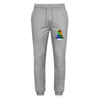 Gran Canaria 2024 Holiday Palm Trees Colorful - Stanley/Stella Mover Unisex Organic Jogging Trousers - heather grey - Front - Marisol (170cm) & Nik (191cm)