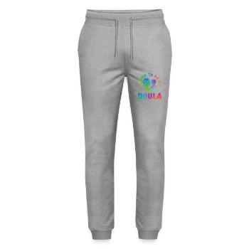 Doula Birth Worker Born To Be A - Stanley/Stella Mover Unisex Organic Jogging Trousers - heather grey - Front - Marisol (170cm) & Nik (191cm)