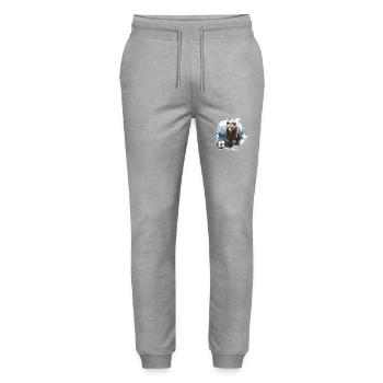 Bear Soccer Sports Team - Stanley/Stella Mover Unisex Organic Jogging Trousers - heather grey - Front - Marisol (170cm) & Nik (191cm)
