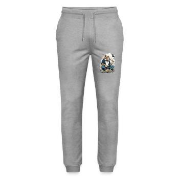 Japanischer rauchender Tiger Streetwear Kunststil - Stanley/Stella Unisex Bio Jogginghose Mover  - Grau meliert - Vorne - Marisol (170cm) & Nik (191cm)