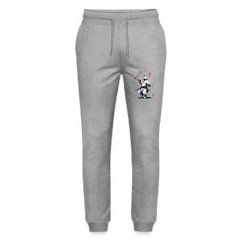 Karaté Cat Japon Ukiyo-E Streetwear Design - Pantalon de jogging bio MOVER Stanley/Stella unisexe - gris chiné - Devant - Marisol (170cm) & Nik (191cm)
