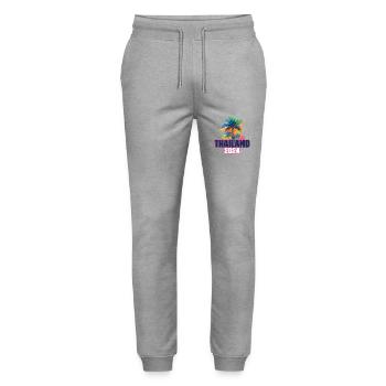 Thailand 2024 Holiday Palm Blob - Stanley/Stella Mover Unisex Organic Jogging Trousers - heather grey - Front - Marisol (170cm) & Nik (191cm)