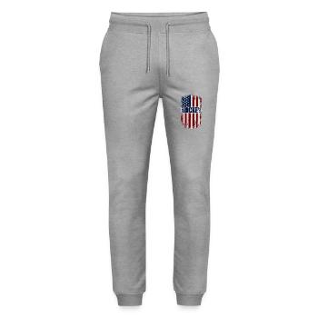 HOCKEY Amerika USA Grunge Flagge - Stanley/Stella Unisex Bio Jogginghose Mover  - Grau meliert - Vorne - Marisol (170cm) & Nik (191cm)