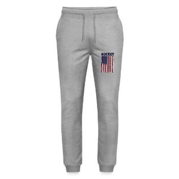 HOCKEY America USA Grunge Flag - Stanley/Stella Mover Unisex Organic Jogging Trousers - heather grey - Front - Marisol (170cm) & Nik (191cm)