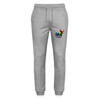 Taurus Zodiac Star Sign Vivid Rainbow Design - Stanley/Stella Mover Unisex Organic Jogging Trousers - heather grey - Front - Marisol (170cm) & Nik (191cm)