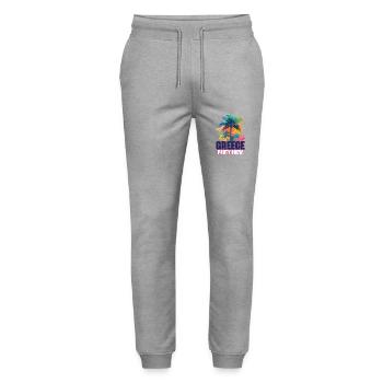 Greece Party Crew Holidays - Stanley/Stella Mover Unisex Organic Jogging Trousers - heather grey - Front - Marisol (170cm) & Nik (191cm)