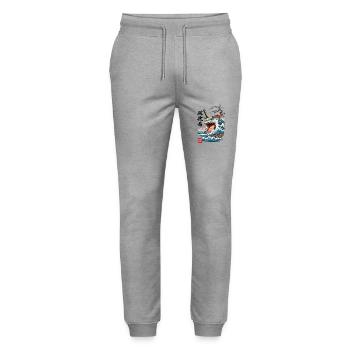 Sushi Yokai Waves Monster Japan Art - Stanley/Stella Mover Unisex Organic Jogging Trousers - heather grey - Front - Marisol (170cm) & Nik (191cm)