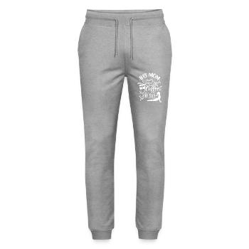 This Mom runs on Coffee and Yoga - Stanley/Stella Mover Unisex Organic Jogging Trousers - heather grey - Front - Marisol (170cm) & Nik (191cm)
