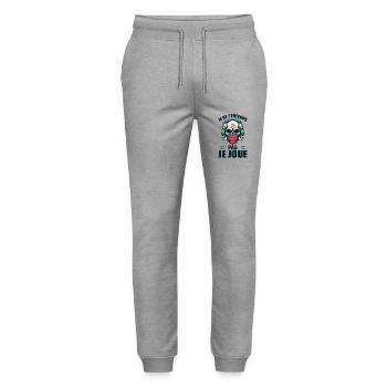 Je Ne T'entends Pas Je Joue - Pantalon de jogging bio MOVER Stanley/Stella unisexe - gris chiné - Devant - Marisol (170cm) & Nik (191cm)