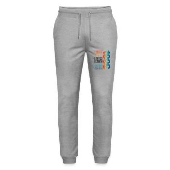 Edition limitée depuis 1996 Anniversaire Millésime 1996 - Pantalon de jogging bio MOVER Stanley/Stella unisexe - gris chiné - Devant - Marisol (170cm) & Nik (191cm)