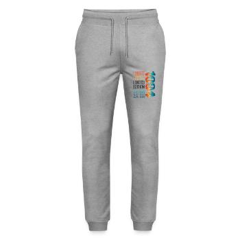Edition limitée depuis 1994 Anniversaire Millésime 1994 - Pantalon de jogging bio MOVER Stanley/Stella unisexe - gris chiné - Devant - Marisol (170cm) & Nik (191cm)