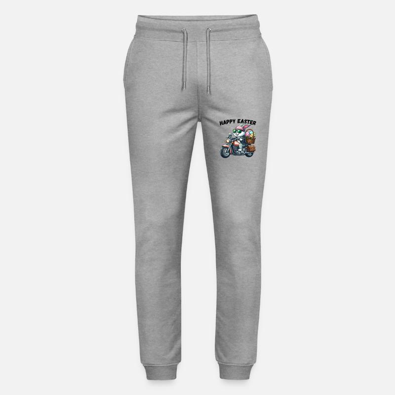 Happy Easter Bunny Motorcycle Cool Biker Easter Bunny - Stanley/Stella Mover Unisex Organic Jogging Trousers - heather grey
