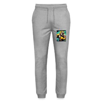 Hai Tier Boxer Kämpfer - Stanley/Stella Unisex Bio Jogginghose Mover  - Grau meliert - Vorne - Marisol (170cm) & Nik (191cm)