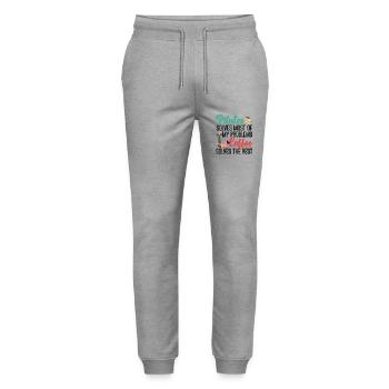 Pilates Instructor Teacher Coffee - Stanley/Stella Mover Unisex Organic Jogging Trousers - heather grey - Front - Marisol (170cm) & Nik (191cm)
